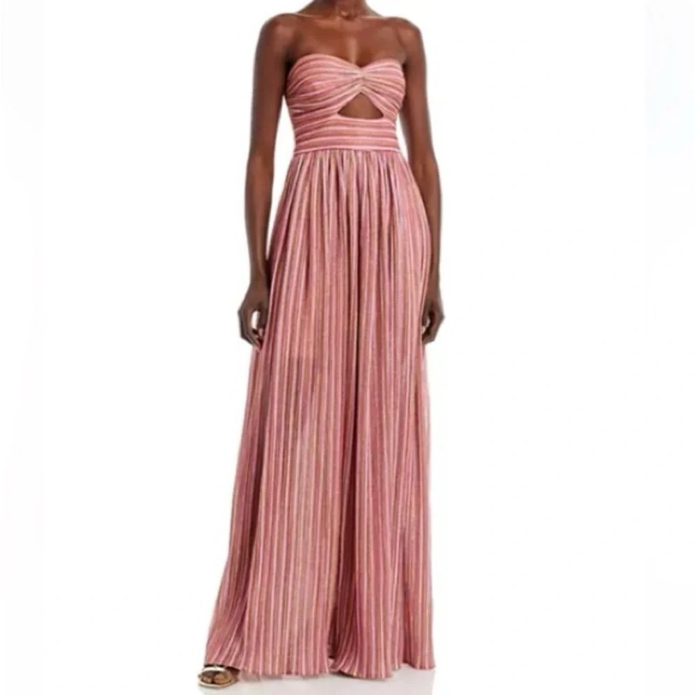 Aqua Striped Maxi Dress in Rose and Cream - Picture 3 of 3